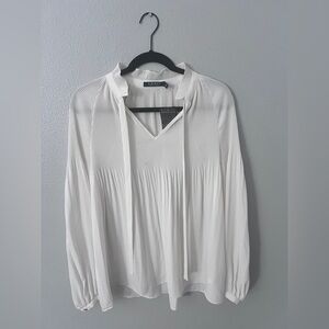Ralph Lauren White Pleated Blouse
